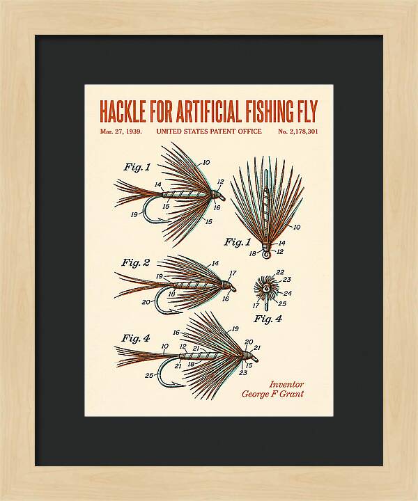 Hackle For Artificial Fishing Fly Retro Patent Us2178301a