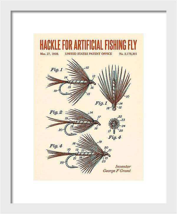 Hackle For Artificial Fishing Fly Retro Patent Us2178301a