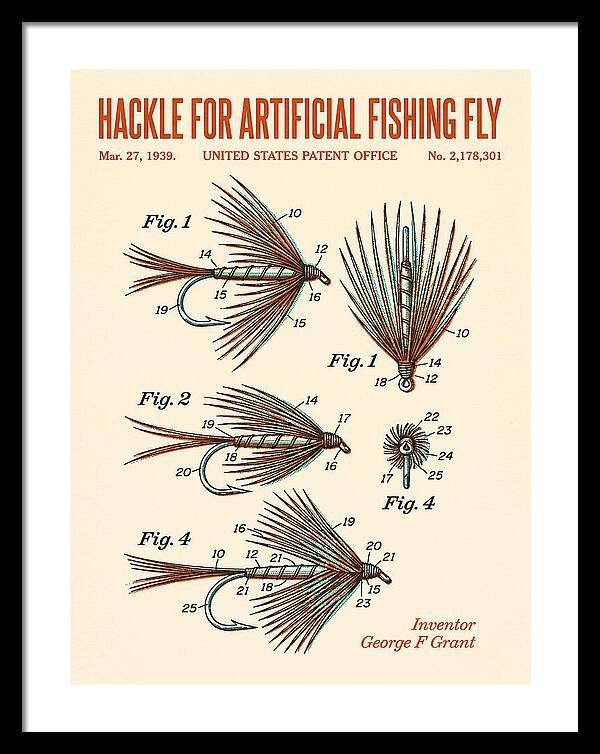 Hackle For Artificial Fishing Fly Retro Patent Us2178301a