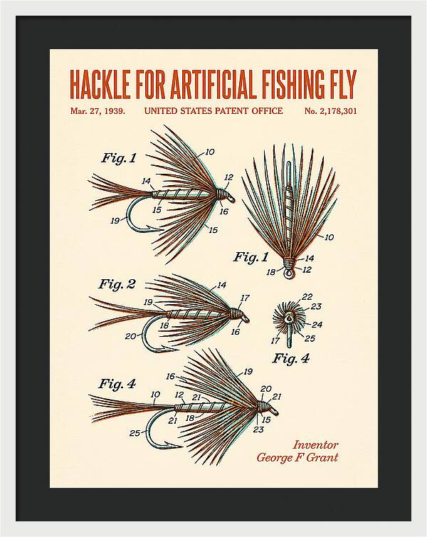 Hackle For Artificial Fishing Fly Retro Patent Us2178301a