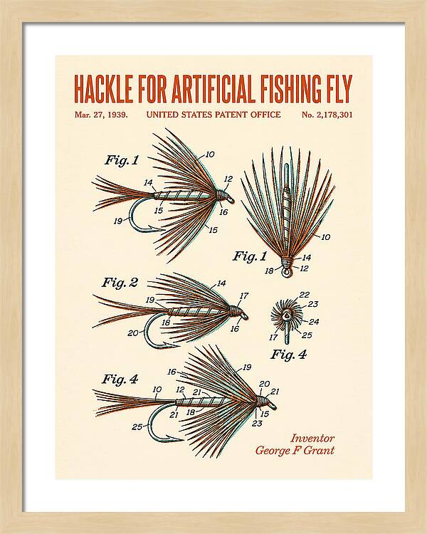 Hackle For Artificial Fishing Fly Retro Patent Us2178301a