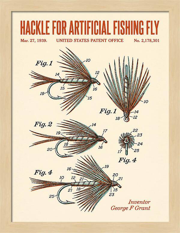 Hackle For Artificial Fishing Fly Retro Patent Us2178301a