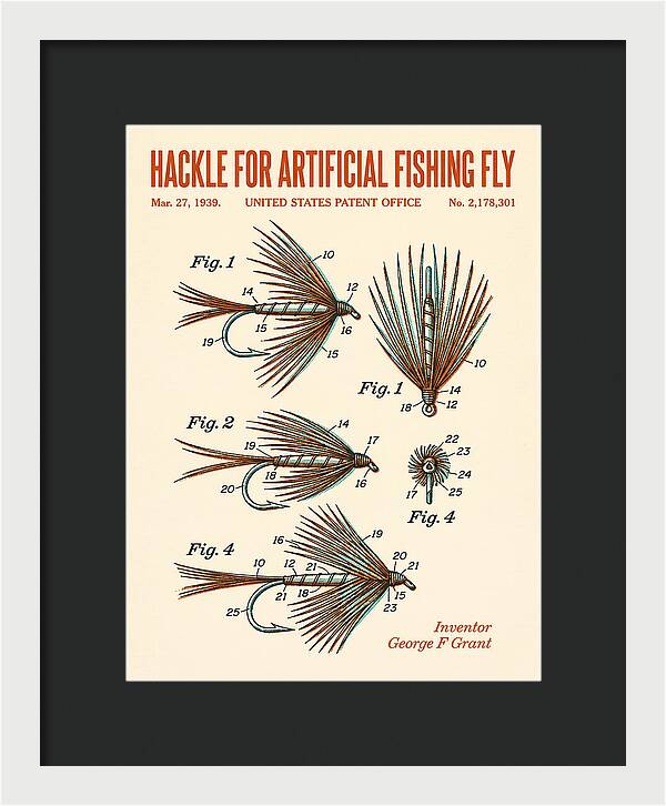 Hackle For Artificial Fishing Fly Retro Patent Us2178301a