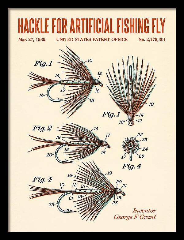 Hackle For Artificial Fishing Fly Retro Patent Us2178301a
