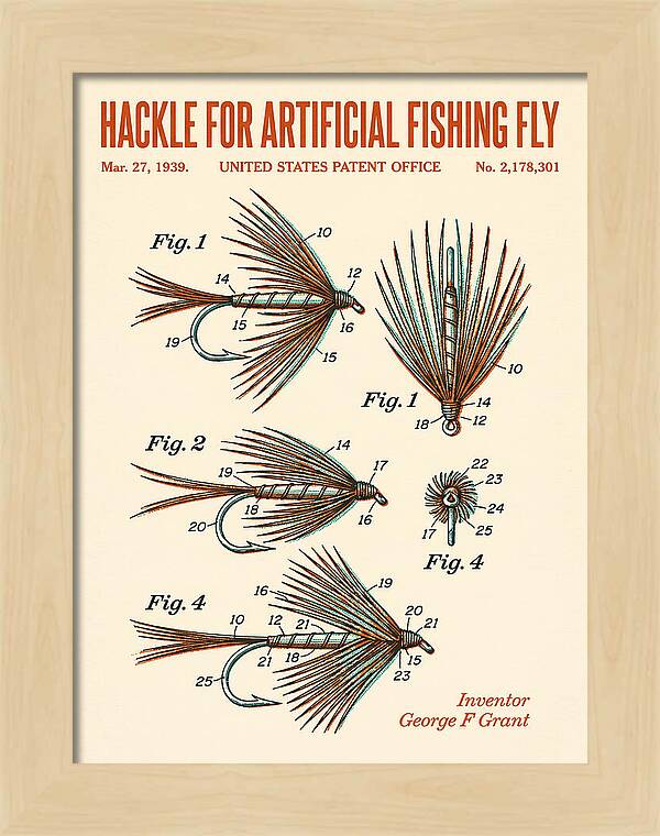 Hackle For Artificial Fishing Fly Retro Patent Us2178301a