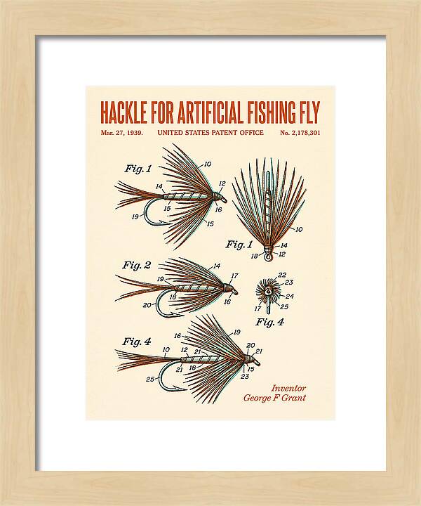 Hackle For Artificial Fishing Fly Retro Patent Us2178301a