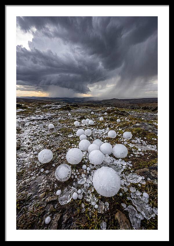 Hailstones On Rocky Terrain