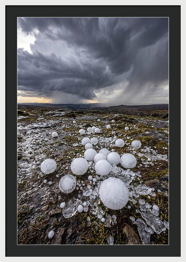 Hailstones On Rocky Terrain