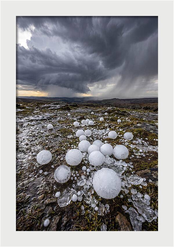 Hailstones On Rocky Terrain