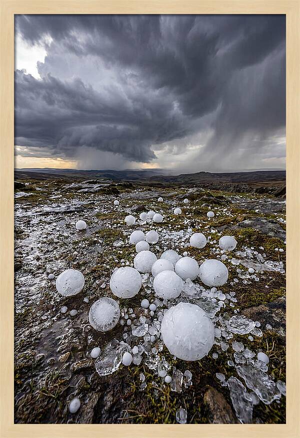 Hailstones On Rocky Terrain