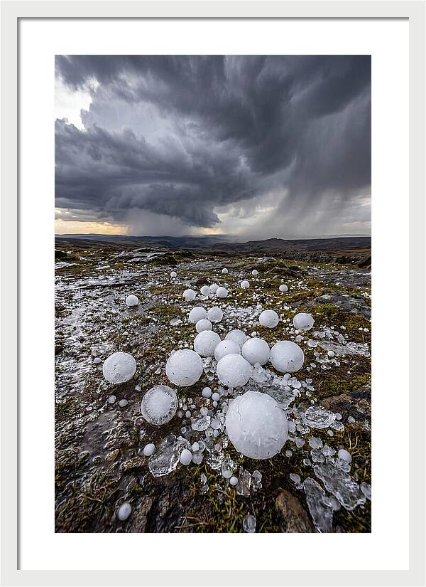 Hailstones On Rocky Terrain