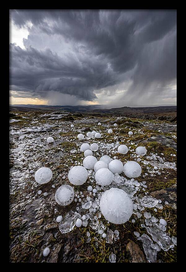 Hailstones On Rocky Terrain