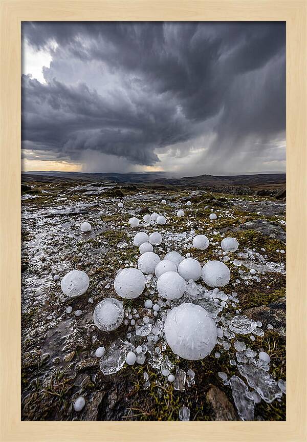Hailstones On Rocky Terrain