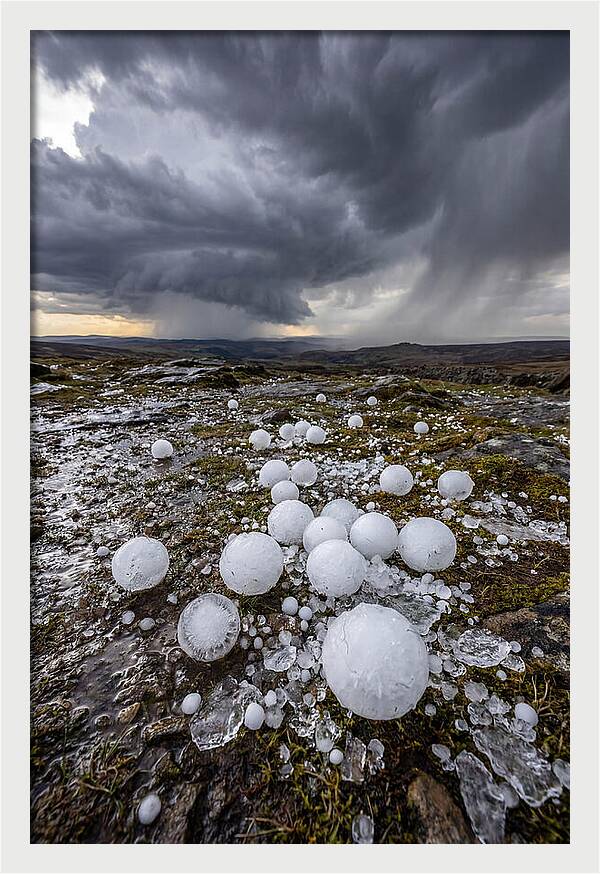 Hailstones On Rocky Terrain