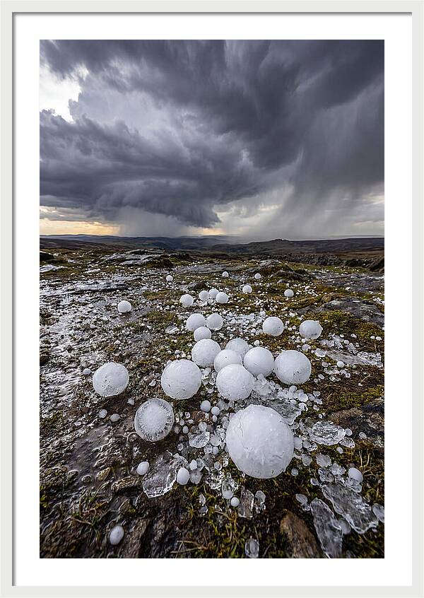 Hailstones On Rocky Terrain