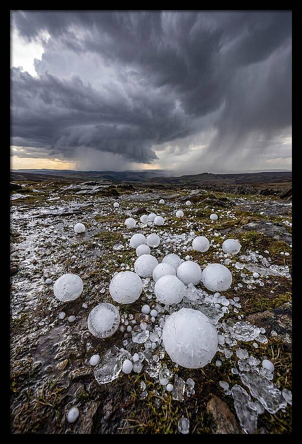 Hailstones On Rocky Terrain