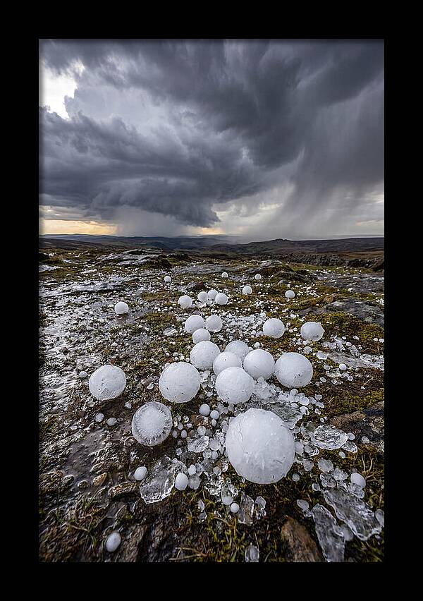 Hailstones On Rocky Terrain