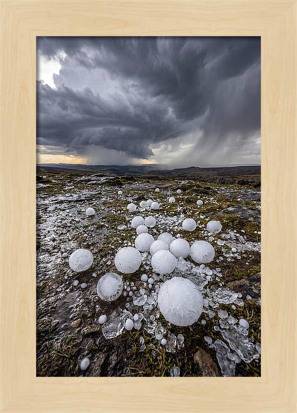 Hailstones On Rocky Terrain