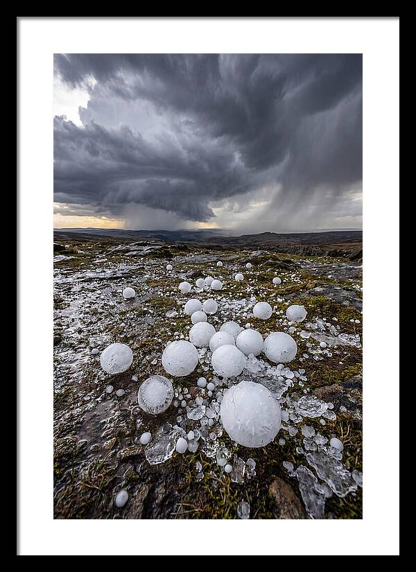 Hailstones On Rocky Terrain