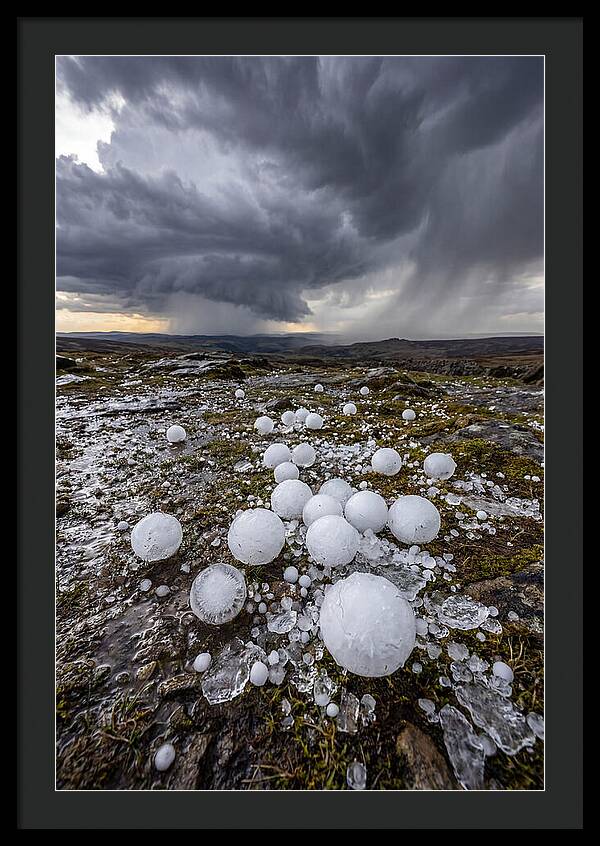 Hailstones On Rocky Terrain