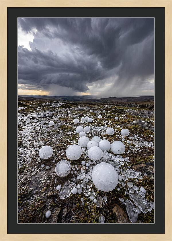 Hailstones On Rocky Terrain