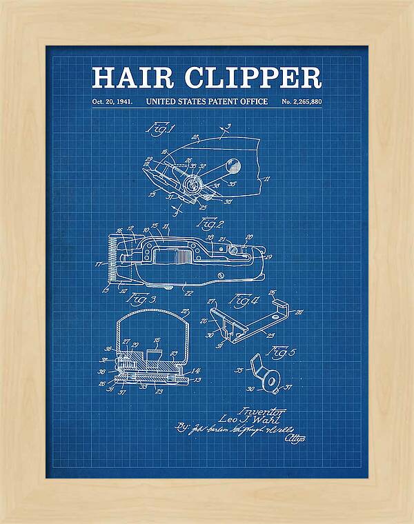 Hair Clipper Blueprint Patent Us2265880a