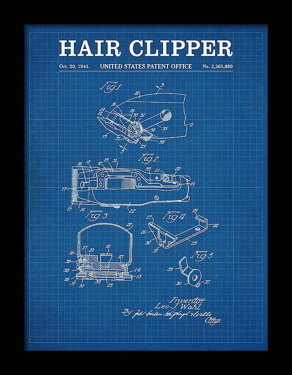 Hair Clipper Blueprint Patent Us2265880a
