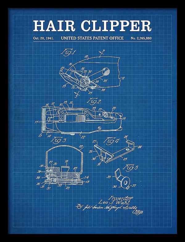 Hair Clipper Blueprint Patent Us2265880a