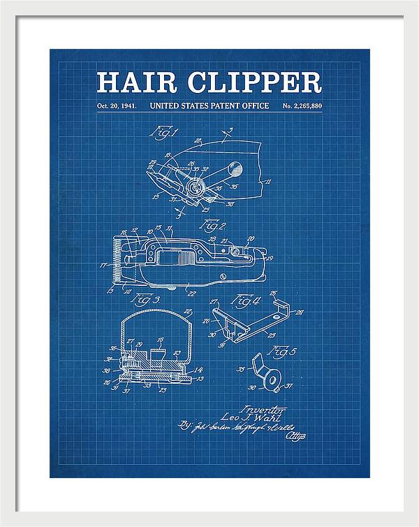 Hair Clipper Blueprint Patent Us2265880a