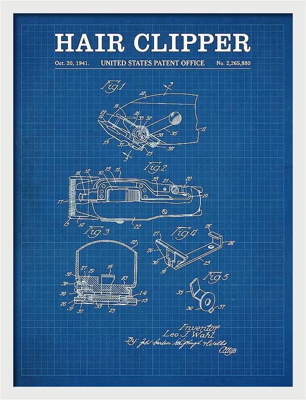 Hair Clipper Blueprint Patent Us2265880a