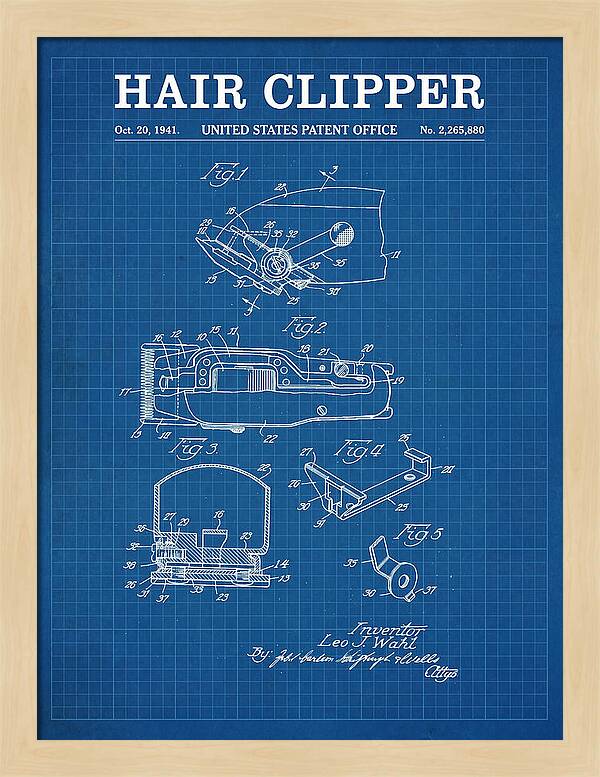 Hair Clipper Blueprint Patent Us2265880a