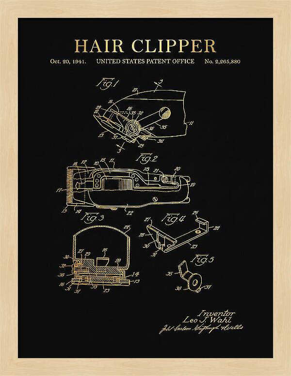 Hair Clipper Gold Patent Us2265880a