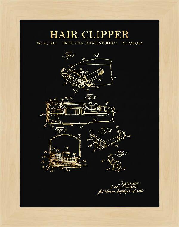 Hair Clipper Gold Patent Us2265880a