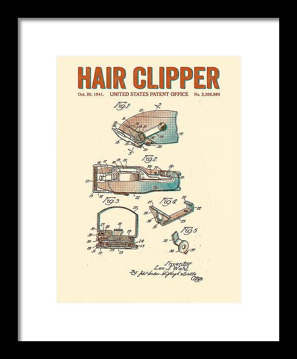 Hair Clipper Retro Patent Us2265880a