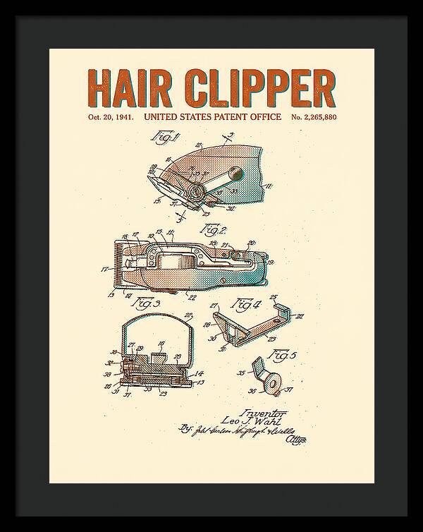 Hair Clipper Retro Patent Us2265880a