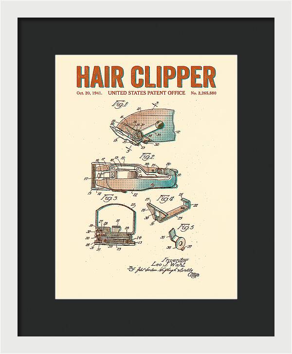 Hair Clipper Retro Patent Us2265880a