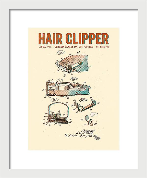 Hair Clipper Retro Patent Us2265880a