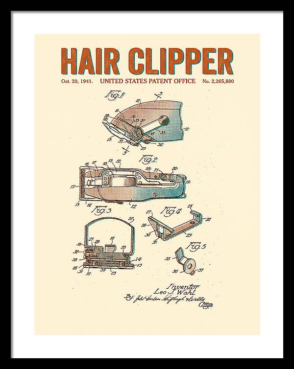 Hair Clipper Retro Patent Us2265880a