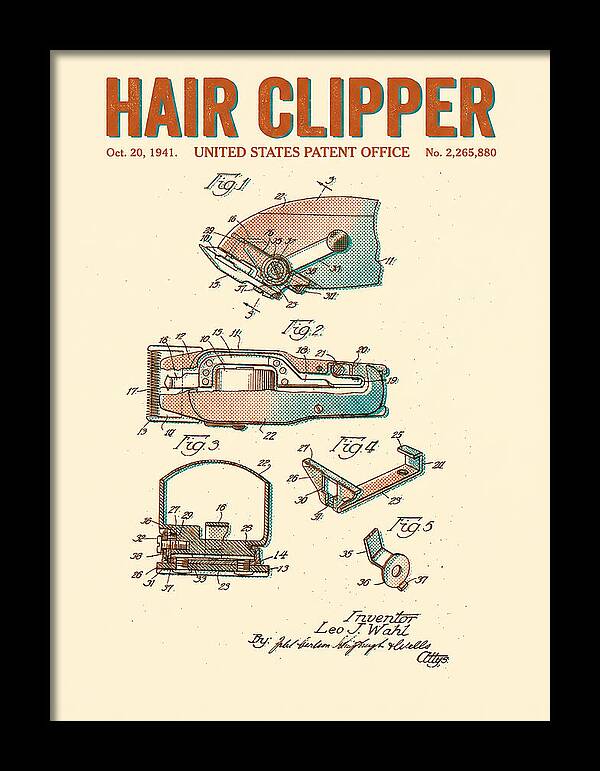 Hair Clipper Retro Patent Us2265880a