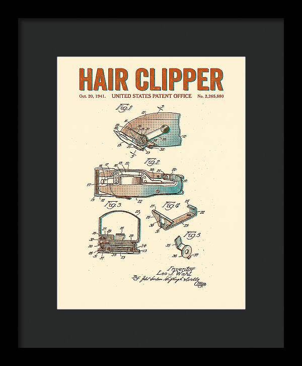 Hair Clipper Retro Patent Us2265880a
