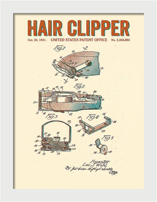 Hair Clipper Retro Patent Us2265880a