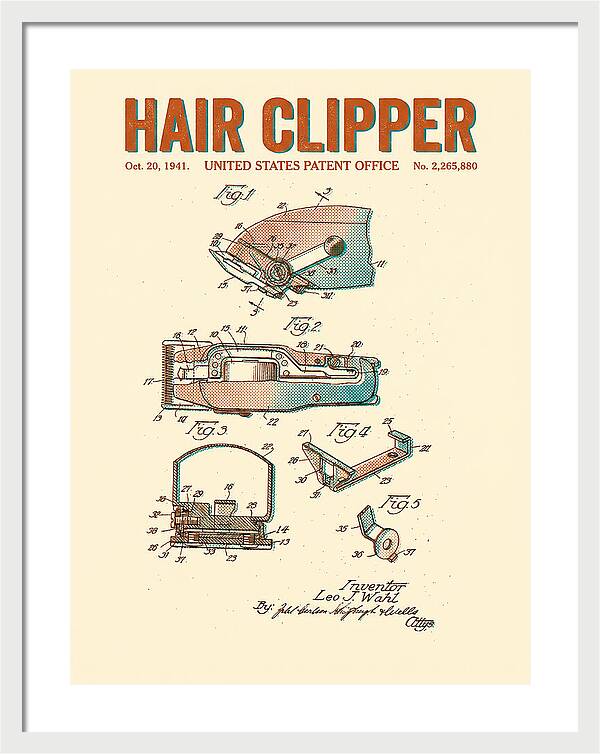 Hair Clipper Retro Patent Us2265880a