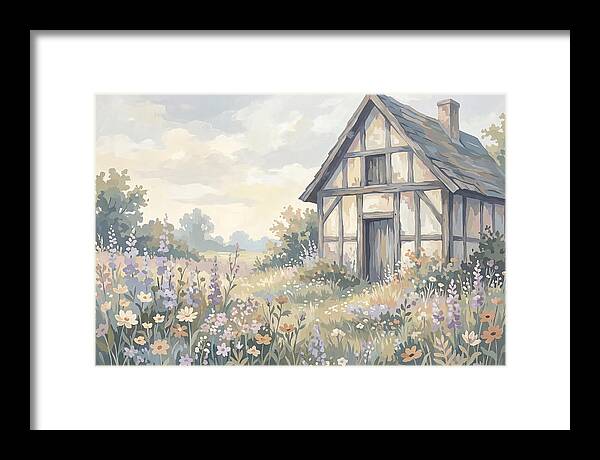 Halftimbered Cottage Surrounded By Wildflowers