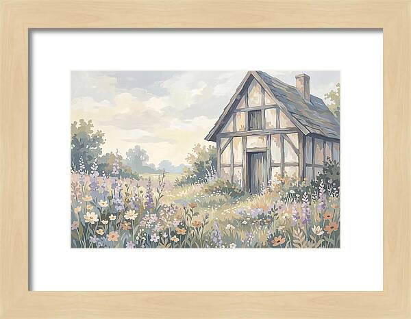 Halftimbered Cottage Surrounded By Wildflowers