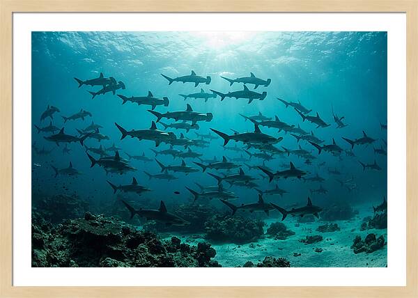 Hammerhead Sharks In Formation