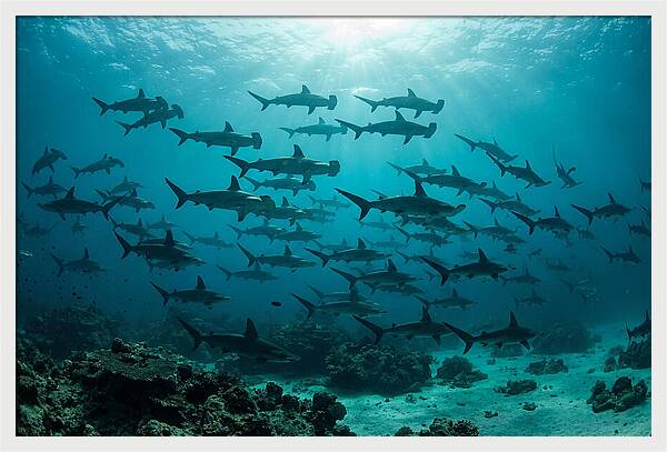 Hammerhead Sharks In Formation