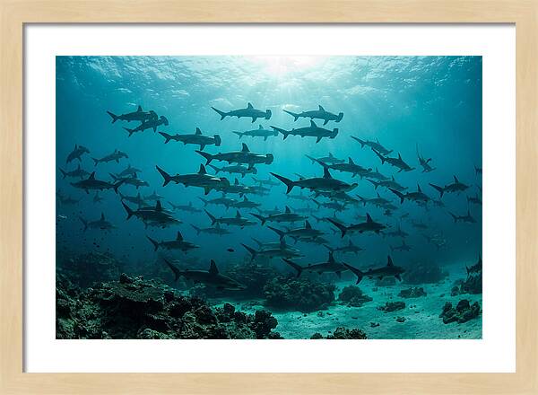 Hammerhead Sharks In Formation