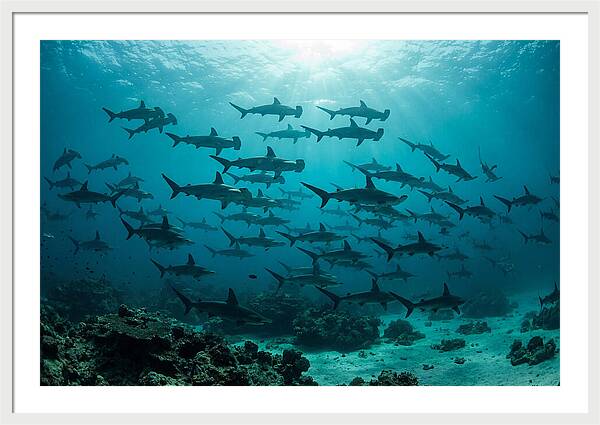 Hammerhead Sharks In Formation