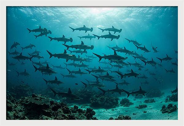 Hammerhead Sharks In Formation
