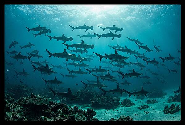 Hammerhead Sharks In Formation